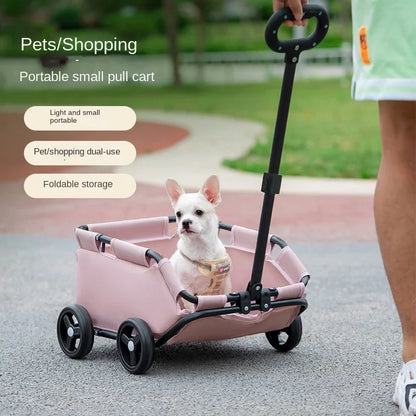 4 Wheels Lightweight Folding Pet Dog Cat Teddy Stroller