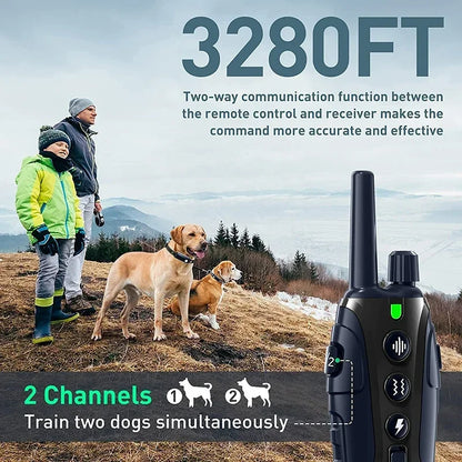 2000m Pet Dog Smart Anti Bark Training Collar with Remote