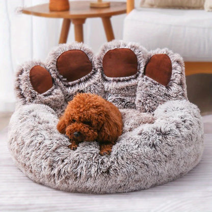 S-L Pet Cat Dog Paw Shape Comfortable Cozy Bed Soft Fluffy Cushion