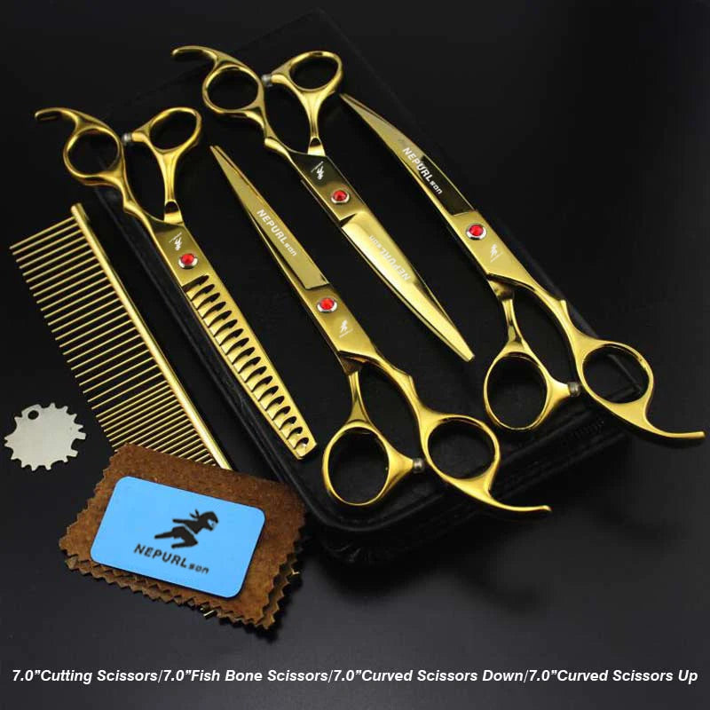 4-7pc Stainless Steel Pet Dog Cat 7" Grooming scissors Comb Sets