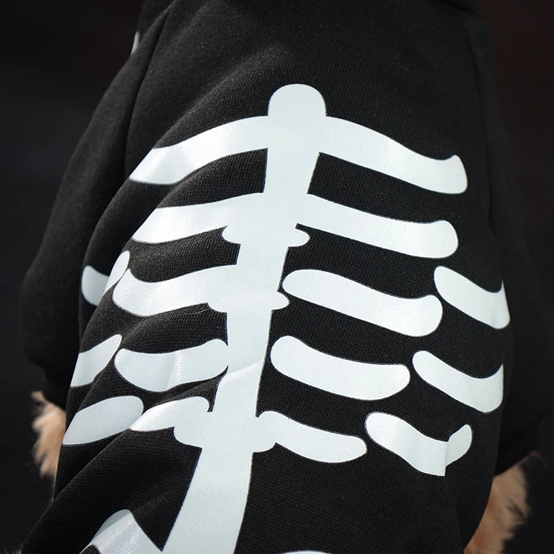 S-XL Pet Dog Cat Halloween Skeleton Jumpsuit Costumes Apparel