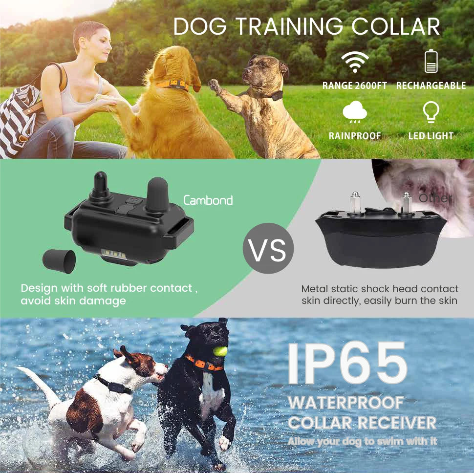 2600ft Waterproof Rechargeable Pet Dog Anti Bark Training Collar w/ Remote Control