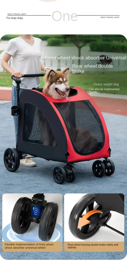 Foldable Breathable Mesh Pet Dog Cat Stroller Carrier