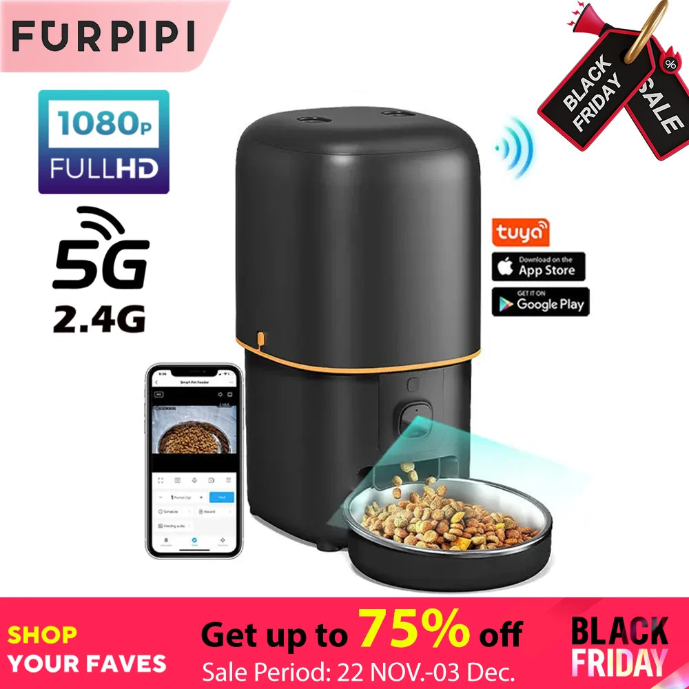 2L Automatic Pet Dog Cat Feeder Food Dispenser with Camera Remote Control WiFi Button