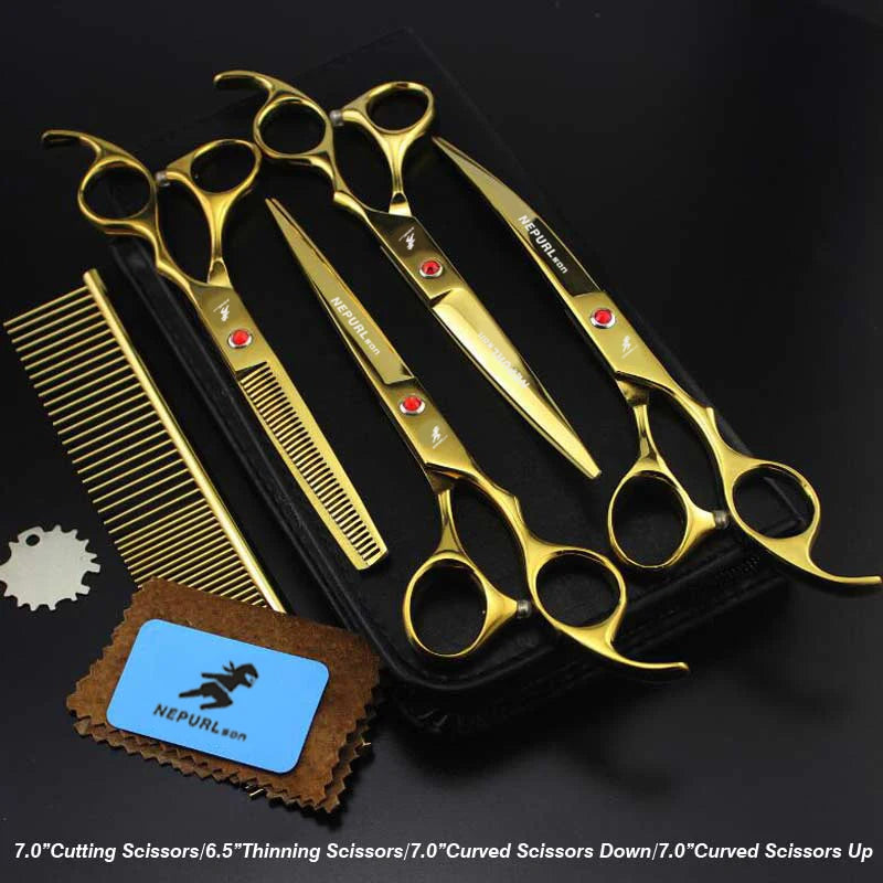 4-7pc Stainless Steel Pet Dog Cat 7" Grooming scissors Comb Sets