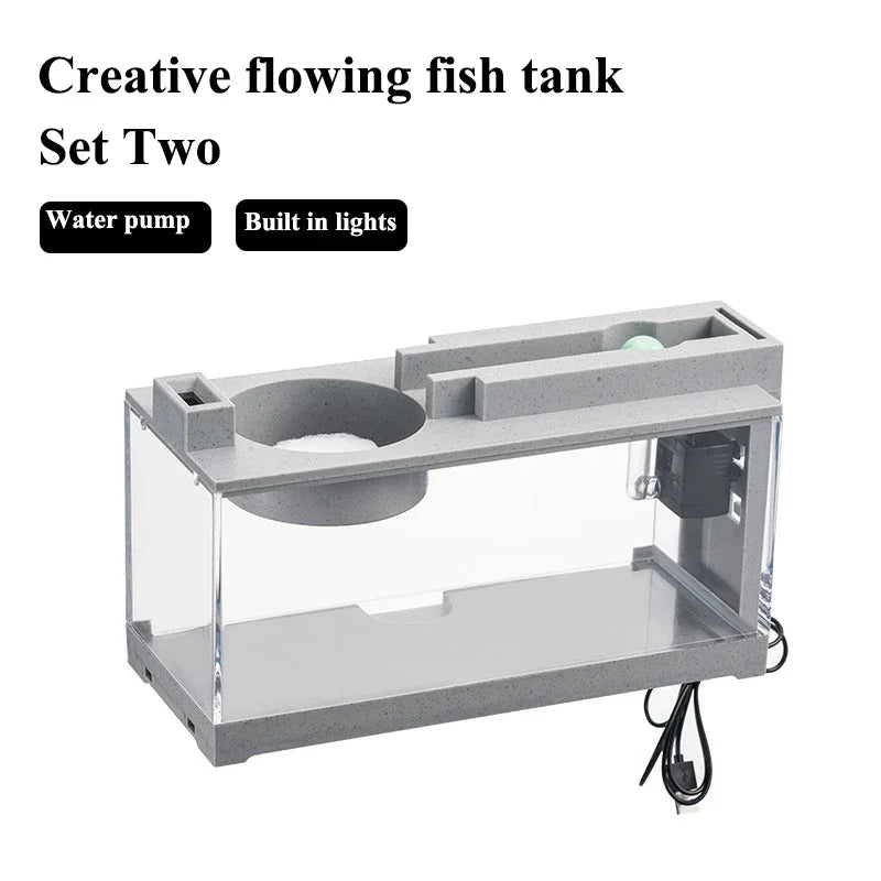 Desktop Mini Aquarium Fish Tank Kit USB Silent Water Filter