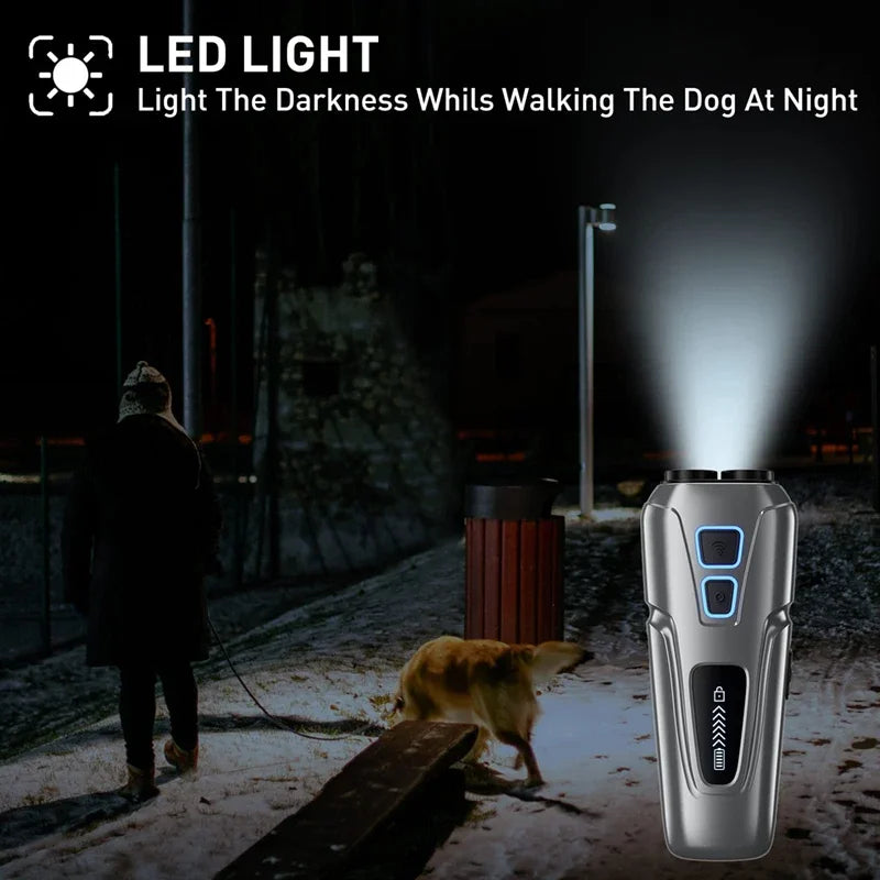 Pet Dog Ultrasonic Anti Barking Repeller with LED Flashlight