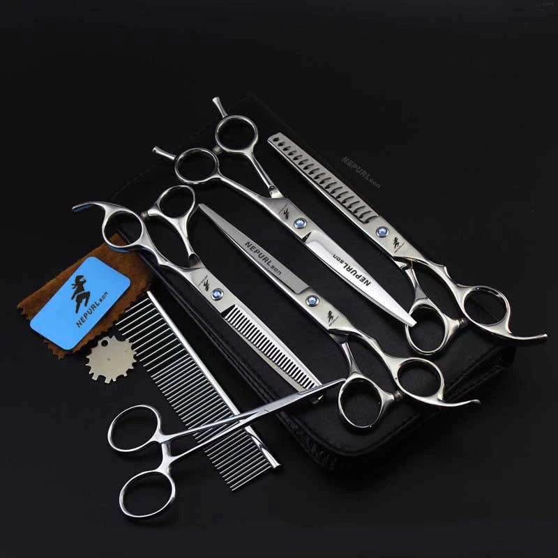 4-7pc Stainless Steel Pet Dog Cat 7" Grooming scissors Comb Sets