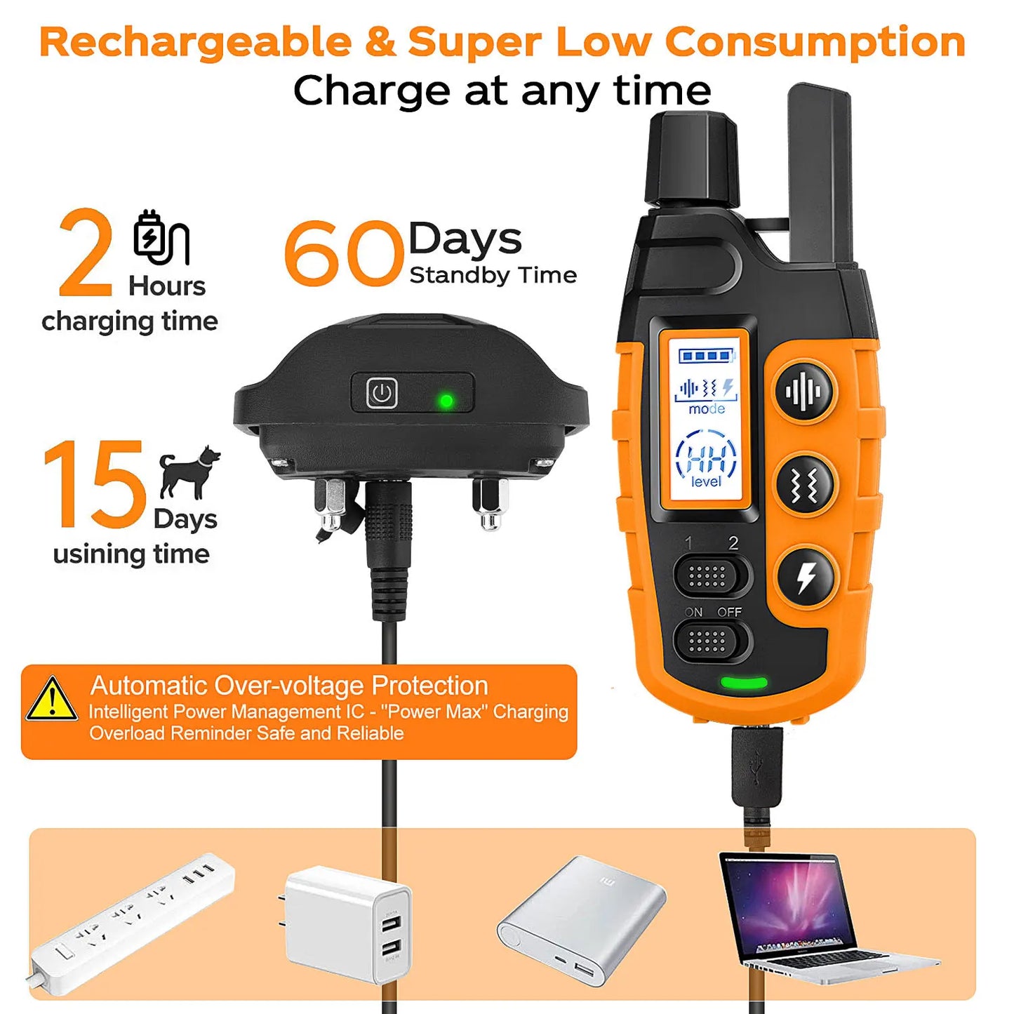 3300Ft Pet Dog Remote Control Waterproof Anti Bark Training Collar