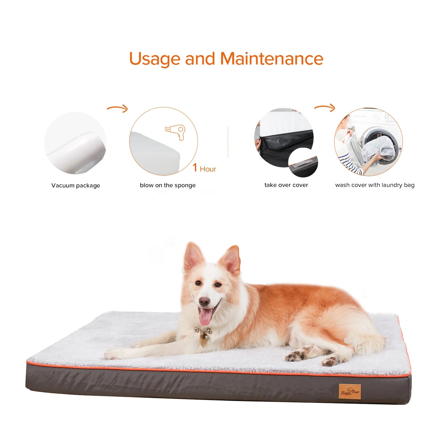 M-3XL Orthopedic Memory Foam Waterproof Pet Dog Bed Mattress with Removable Washable Cover