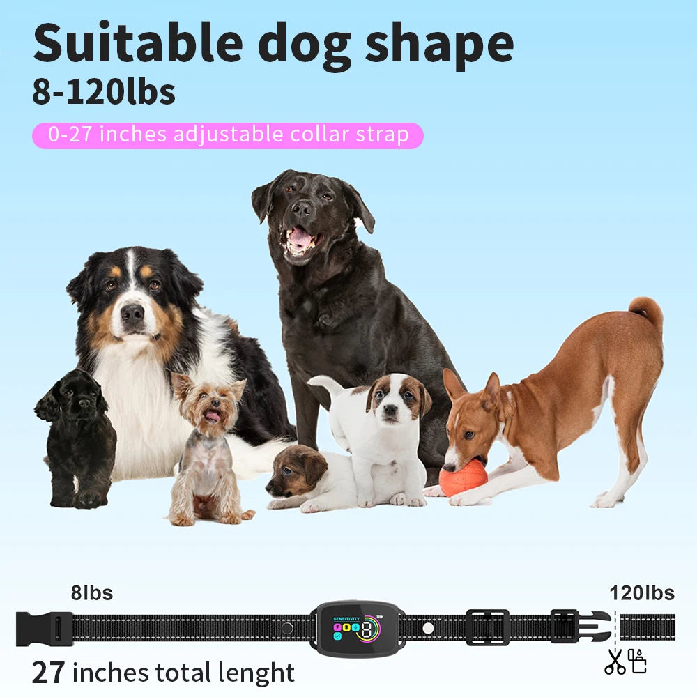 Pet Dog Automatic Anti Bark Training Collar Type-C Rechargeable Waterproof