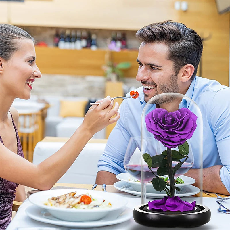 Heart Shaped Preserved Beauty and The Beast Eternal Rose In Glass Dome