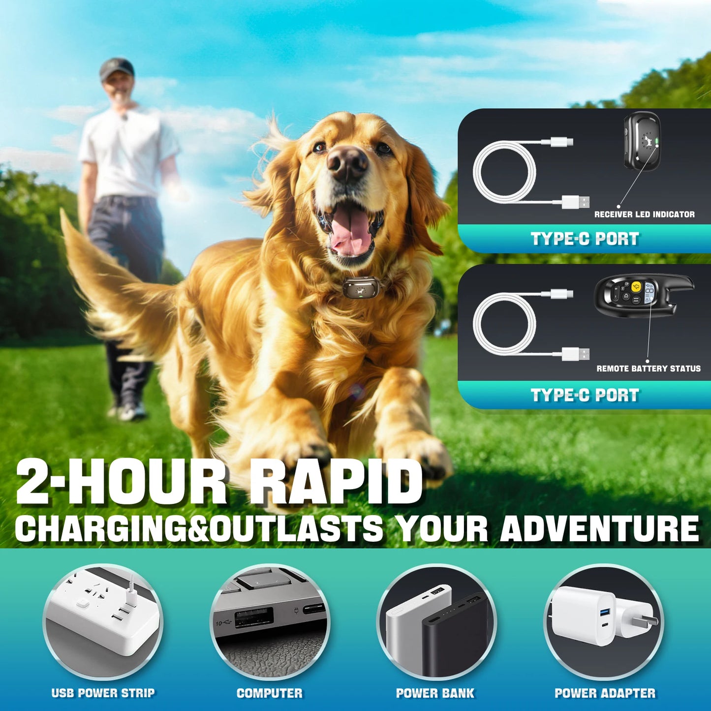 1640ft Pet Dog Waterproof Rechargeable Anti-bark Collar