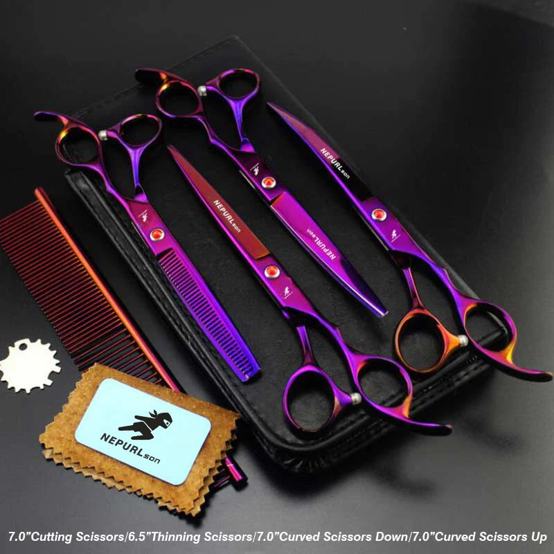 4-7pc Stainless Steel Pet Dog Cat 7" Grooming scissors Comb Sets