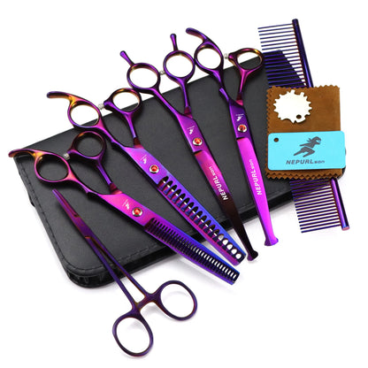 3-5pcs 7.5" Stainless Steel Pet Dog Cat Grooming Scissors Comb Sets