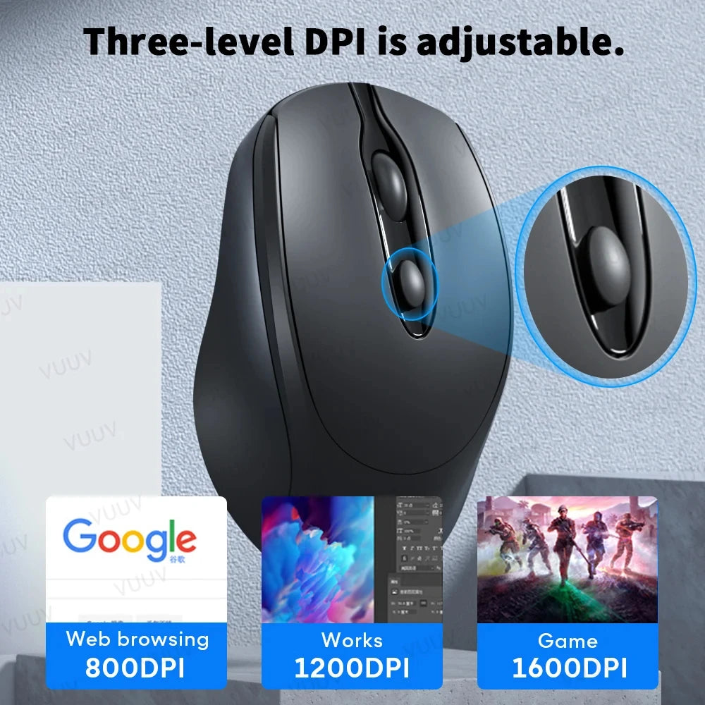 AIEACH Ergonomic Bluetooth Mouse for Comfortable Wireless Use