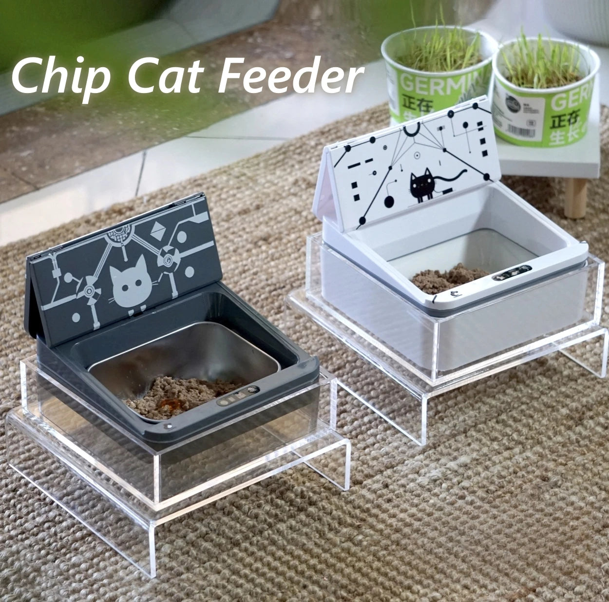 Smart Chip Cat Feeder with RFID Access for All Food Types