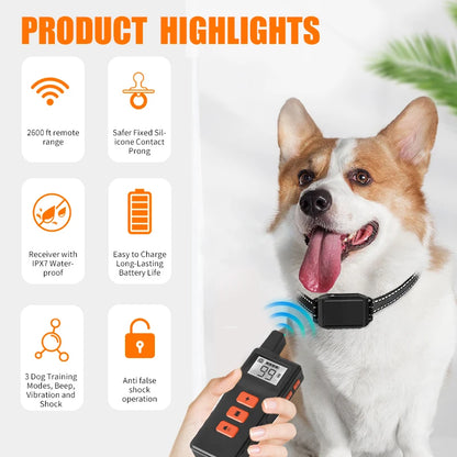 800m Electric Pet Dog Waterproof Training Collar Remote Control Rechargeable