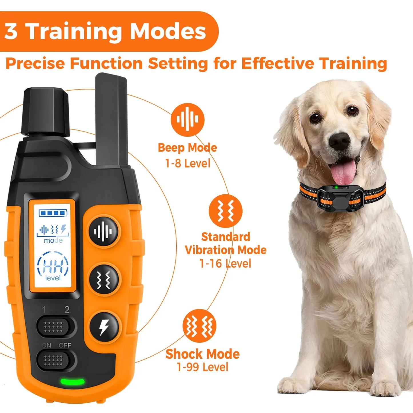 3300Ft Pet Dog Remote Control Waterproof Anti Bark Training Collar