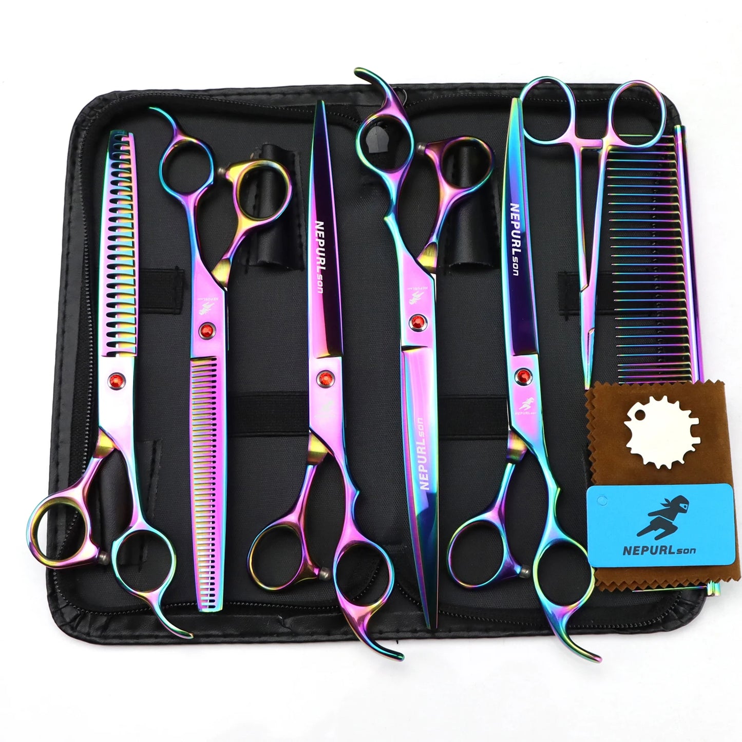 8" Stainless Steel Pet Dog Cat Grooming Scissors Combs Kits