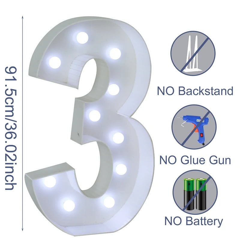 91.5cm Giant Light-Up Number Frame (0-9)