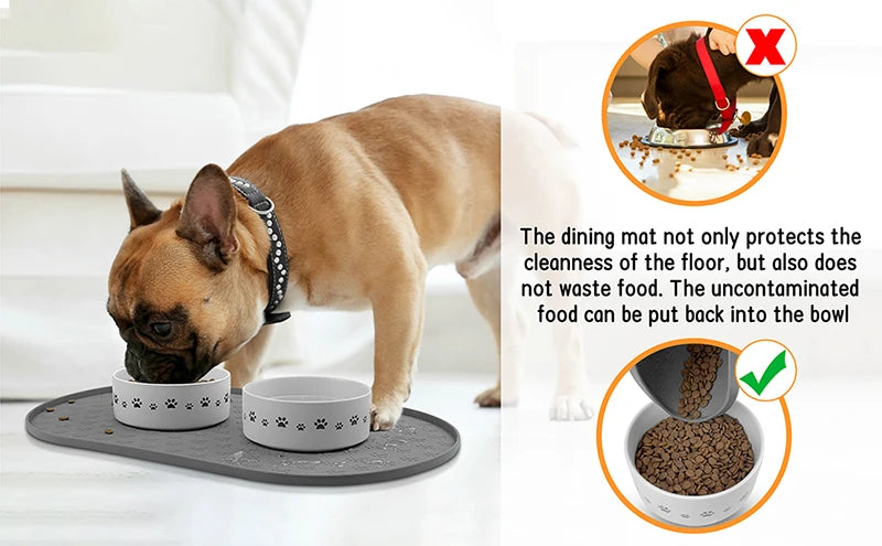 Non-Slip Easy to Clean Silicone Pet Cat Dog Food Mat Placemat