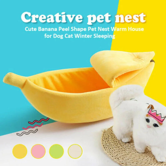 S-L Pet Cat Banana Bed House Mat Basket Cushion