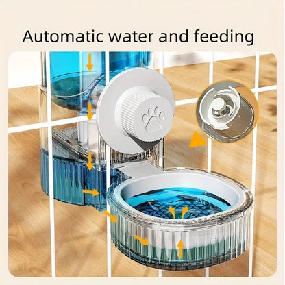 Pet Dog Cat Cage Crate Hanging Water Dispenser Automatic Feeder Bowl