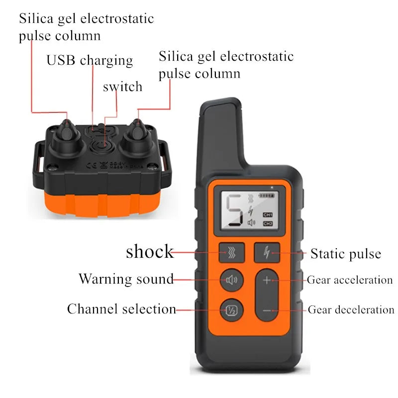 500m Waterproof Pet Dog Anti Bark Training Collar Remote Control Rechargeable