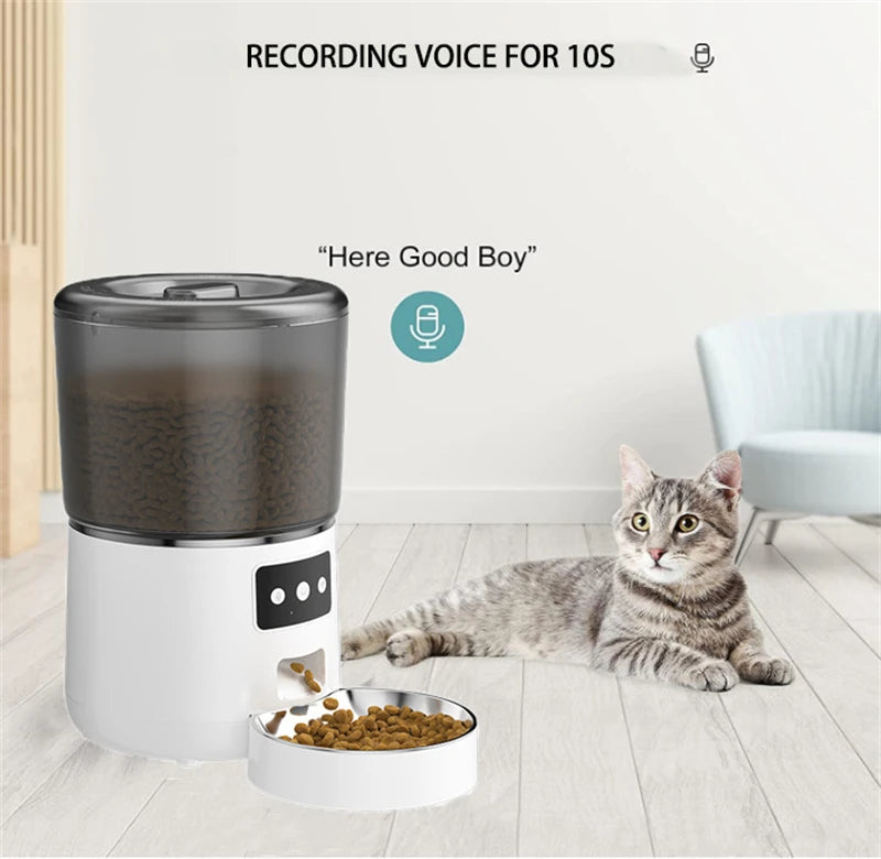 4L Automatic Pet Dog Cat Feeder Smart Timer Tuya Control with Stainless Steel Bowl