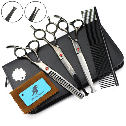 3-5pcs 7.5" Stainless Steel Pet Dog Cat Grooming Scissors Comb Sets