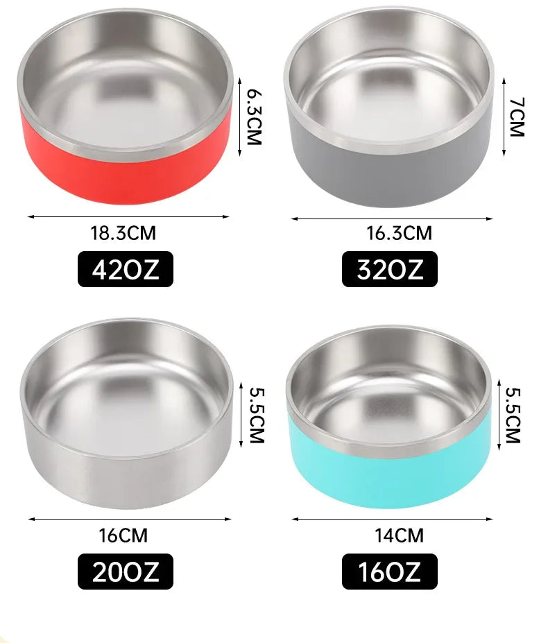 32/64oz Stainless Steel Round Pet Dog Cat Food Water Bowl