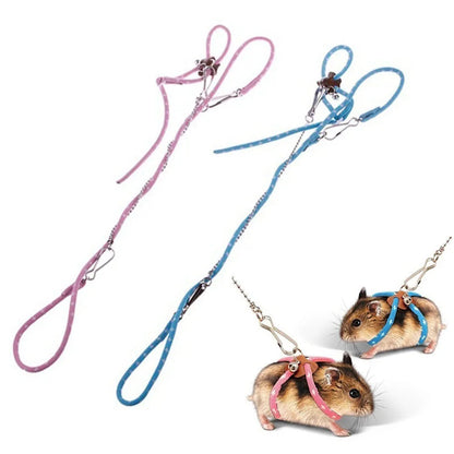 Pet Mouse Hamster Ferrets Rat Adjustable Soft Harness Bell Leash Set