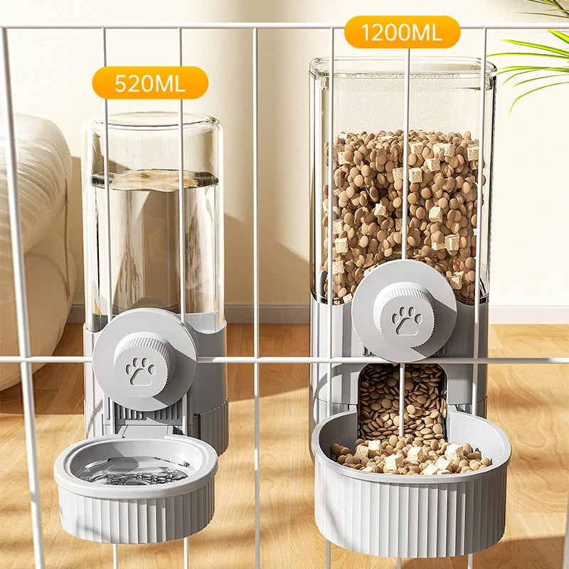 Pet Dog Cat Cage Crate Hanging Water Dispenser Automatic Feeder Bowl