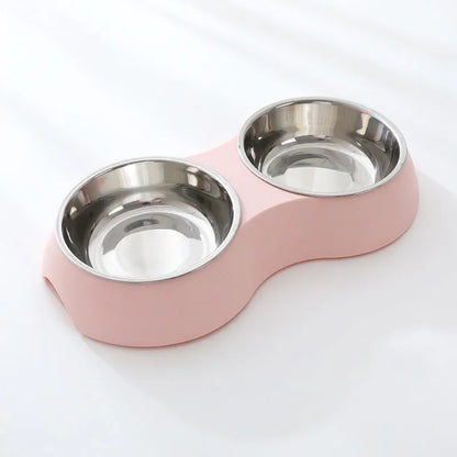 Stainless Steel Double Pet Dog Cat Food Bowl