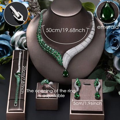 4PCS Water Drop Wedding Jewelry Set