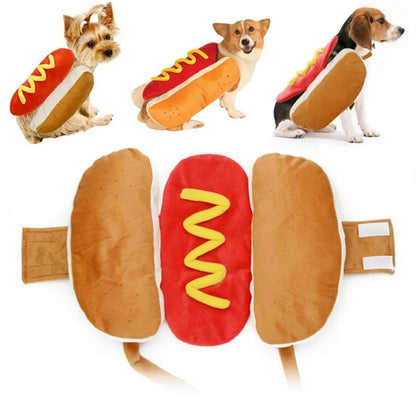 S-L Pet Dog Funny Halloween Costumes Hot Dog Shaped Apparel Dressing Up Costume Suit