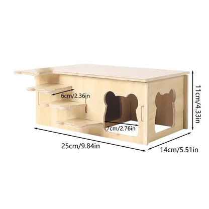 Pet Hamster Guinea Pig Small Animal Wooden House Hut Habitat with Doors Window