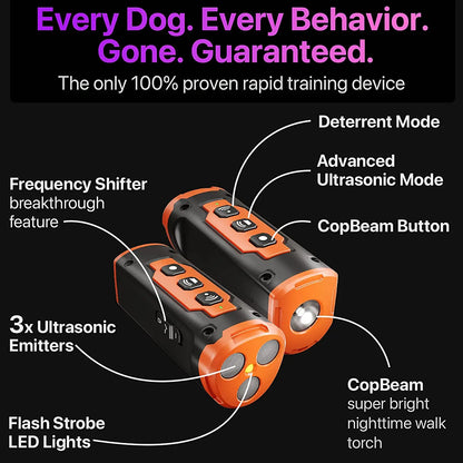 Pet Dog Rechargeable Ultrasonic Repeller Anti Dog Bark Deterrent With LED Flashlight