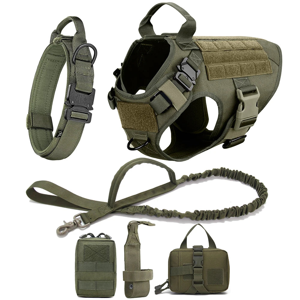 M-XL Pet Dog Tactical Harness Vest Collar And Leash Set