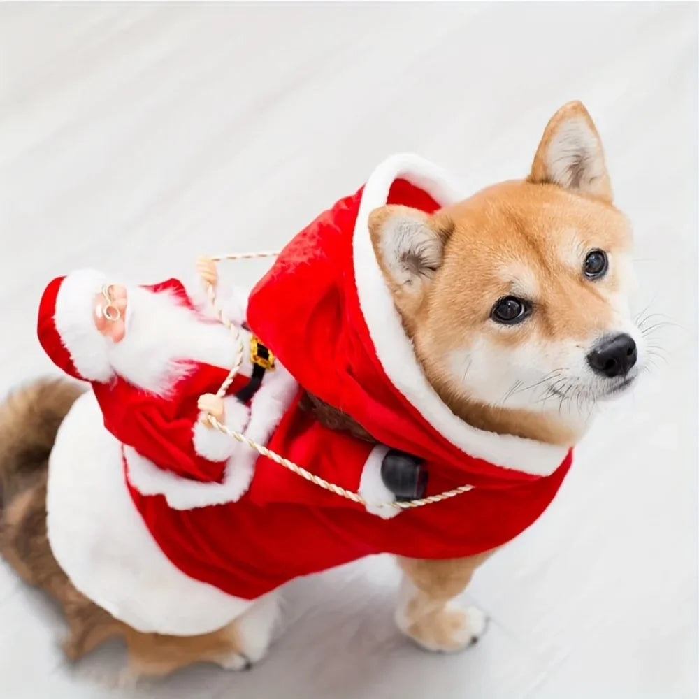 S-2XL Pet Dog Christmas Santa Claus Riding Costume