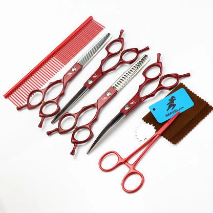 6pc 6.5" Stainless Steel Pet Dog Cat Grooming Scissors Comb Sets