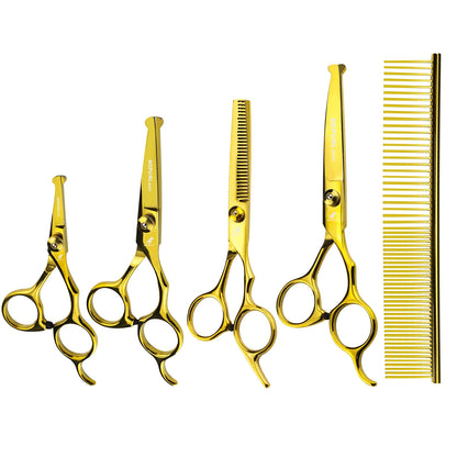 5-7.5" Pet Dog Cat 4pc Stainless Steel Grooming Scissors Comb Sets