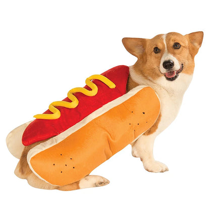 S-L Pet Dog Funny Halloween Costumes Hot Dog Shaped Apparel Dressing Up Costume Suit