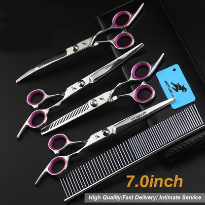 7" Stainless Steel Pet Dog Scissors Combs Grooming Kit Sets