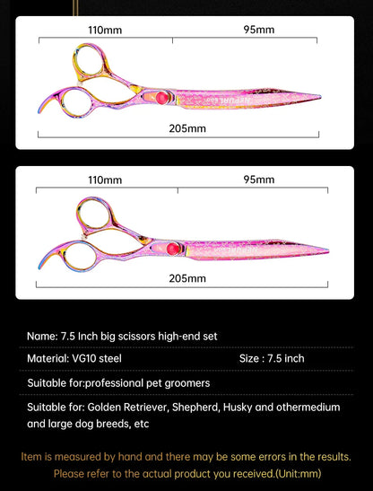 7.5" VG10 Steel Pet Dog Cat Grooming Scissors