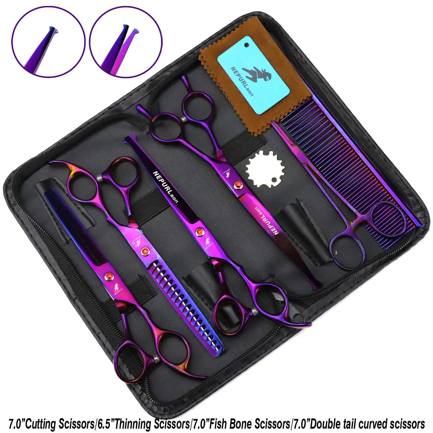 3-5pcs 7.5" Stainless Steel Pet Dog Cat Grooming Scissors Comb Sets