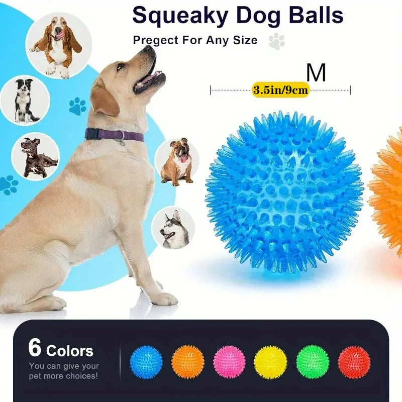 6pcs Ultimate Pet Dog Interactive Squeaky Balls Dental Hygiene Toy Set