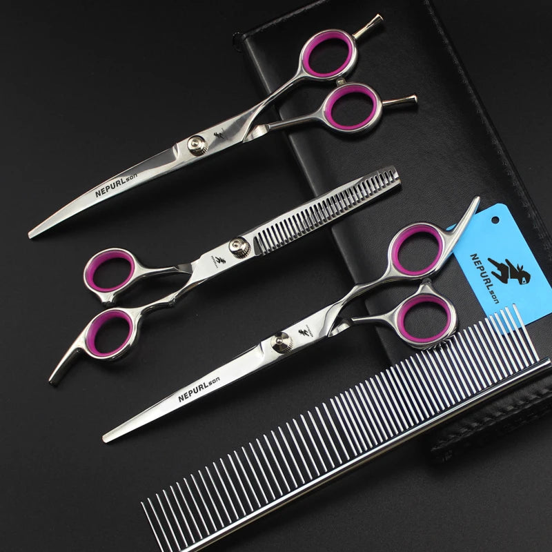 7" Stainless Steel Pet Dog Scissors Combs Grooming Kit Sets