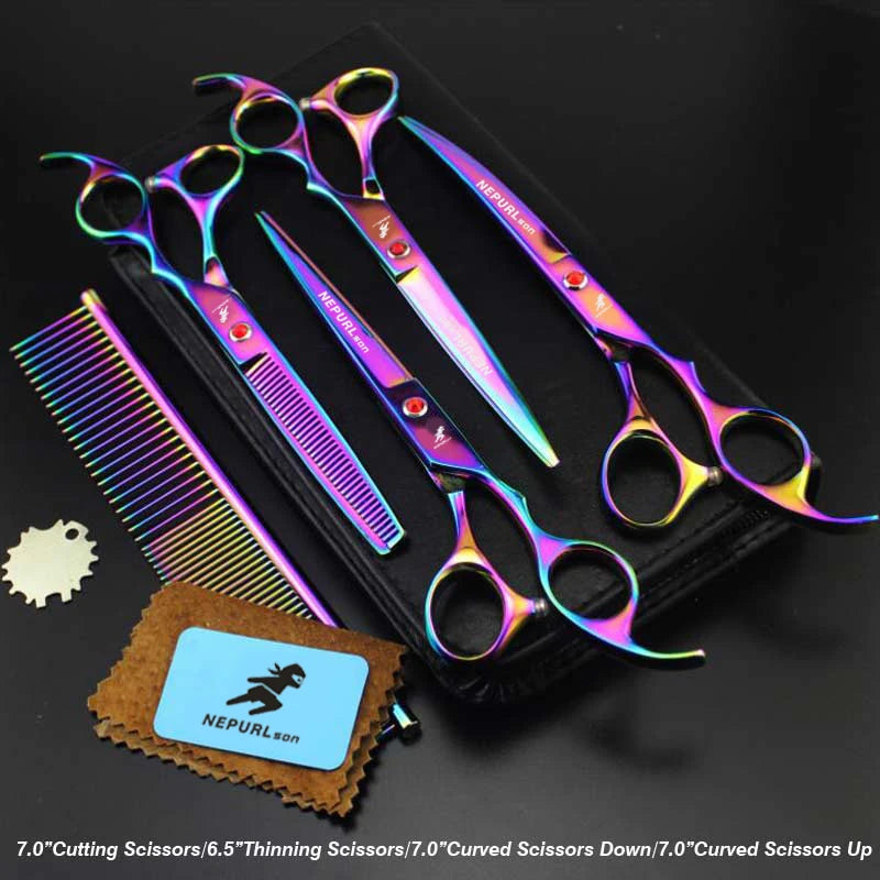 4-7pc Stainless Steel Pet Dog Cat 7" Grooming scissors Comb Sets